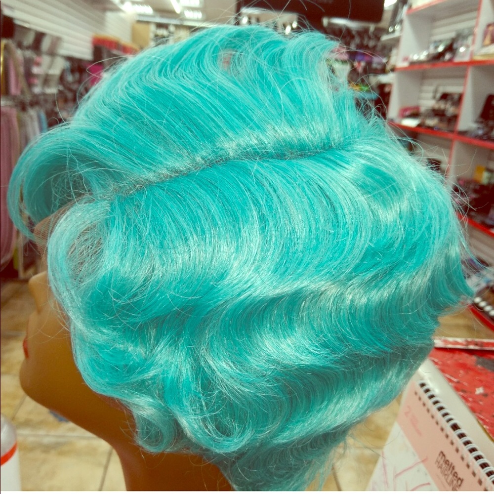Aqua finger wave lace